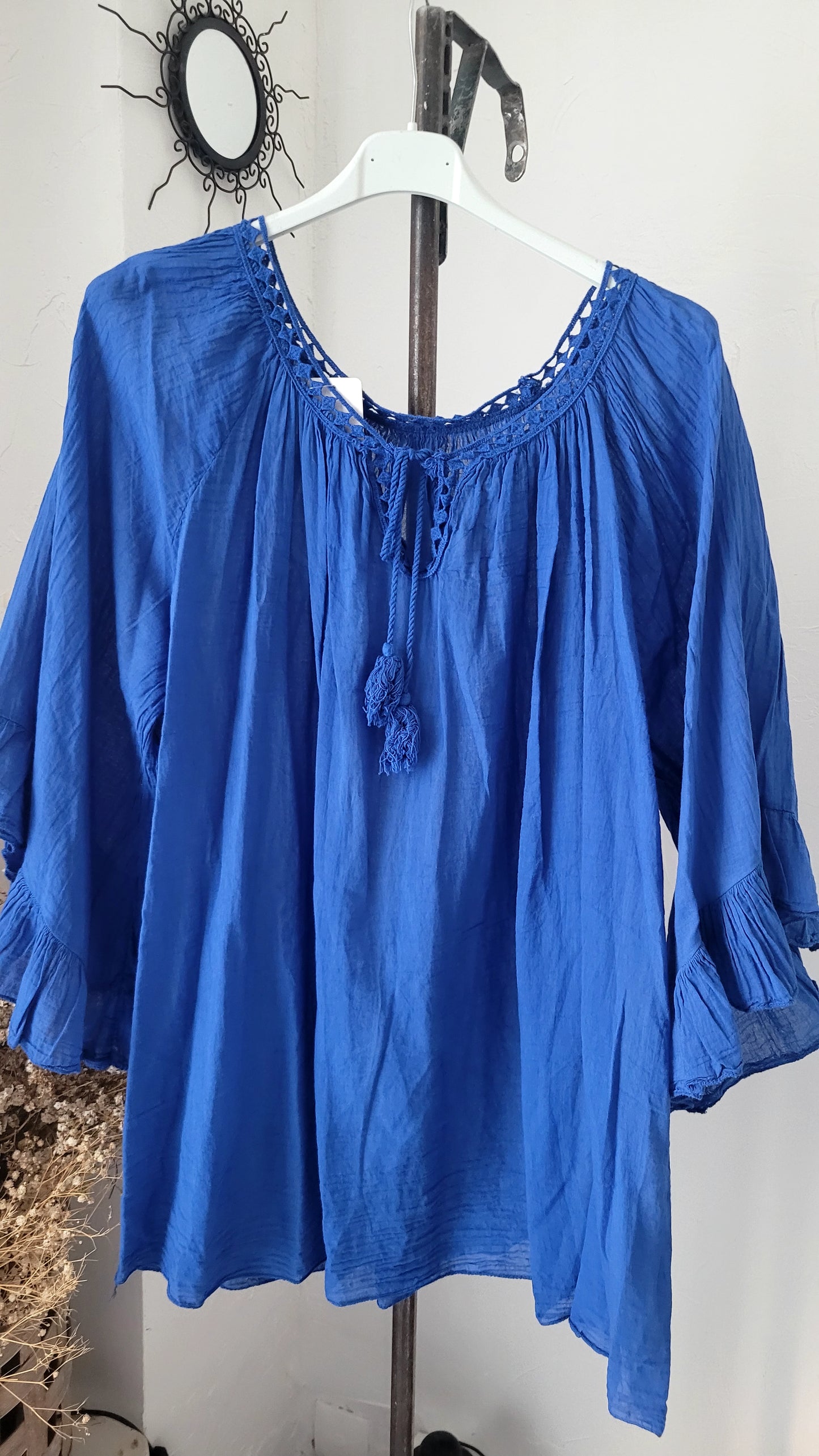 🎀Tunique Bohème Azur – Coupe Évasée