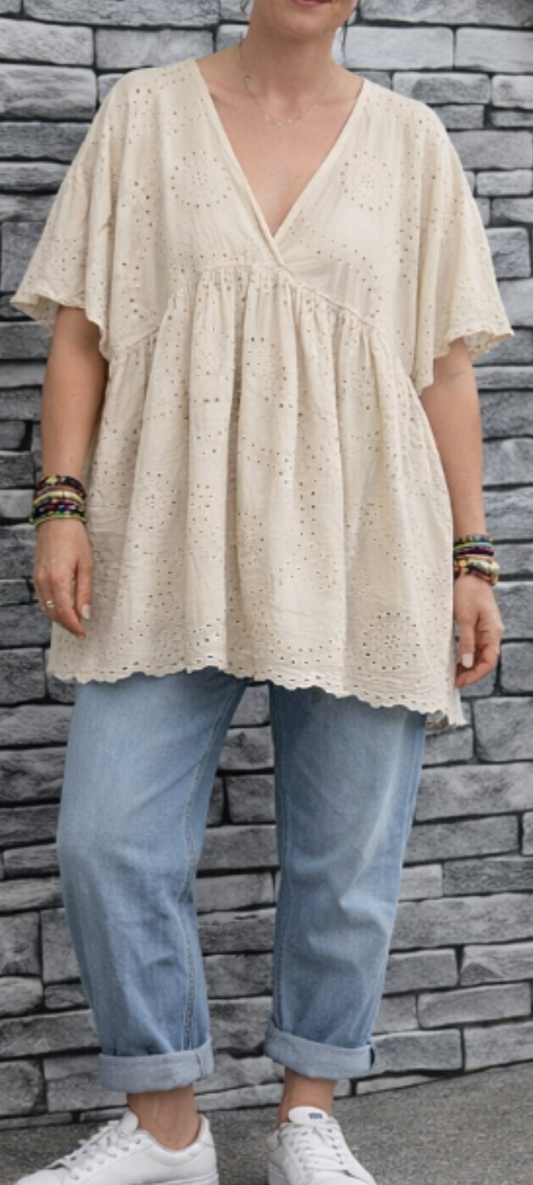 🌿 Tunique bohème en broderie anglaise