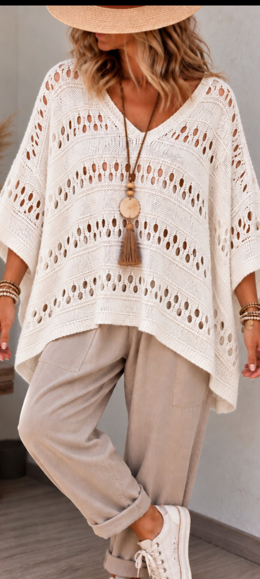 Poncho ample coloré en maillage