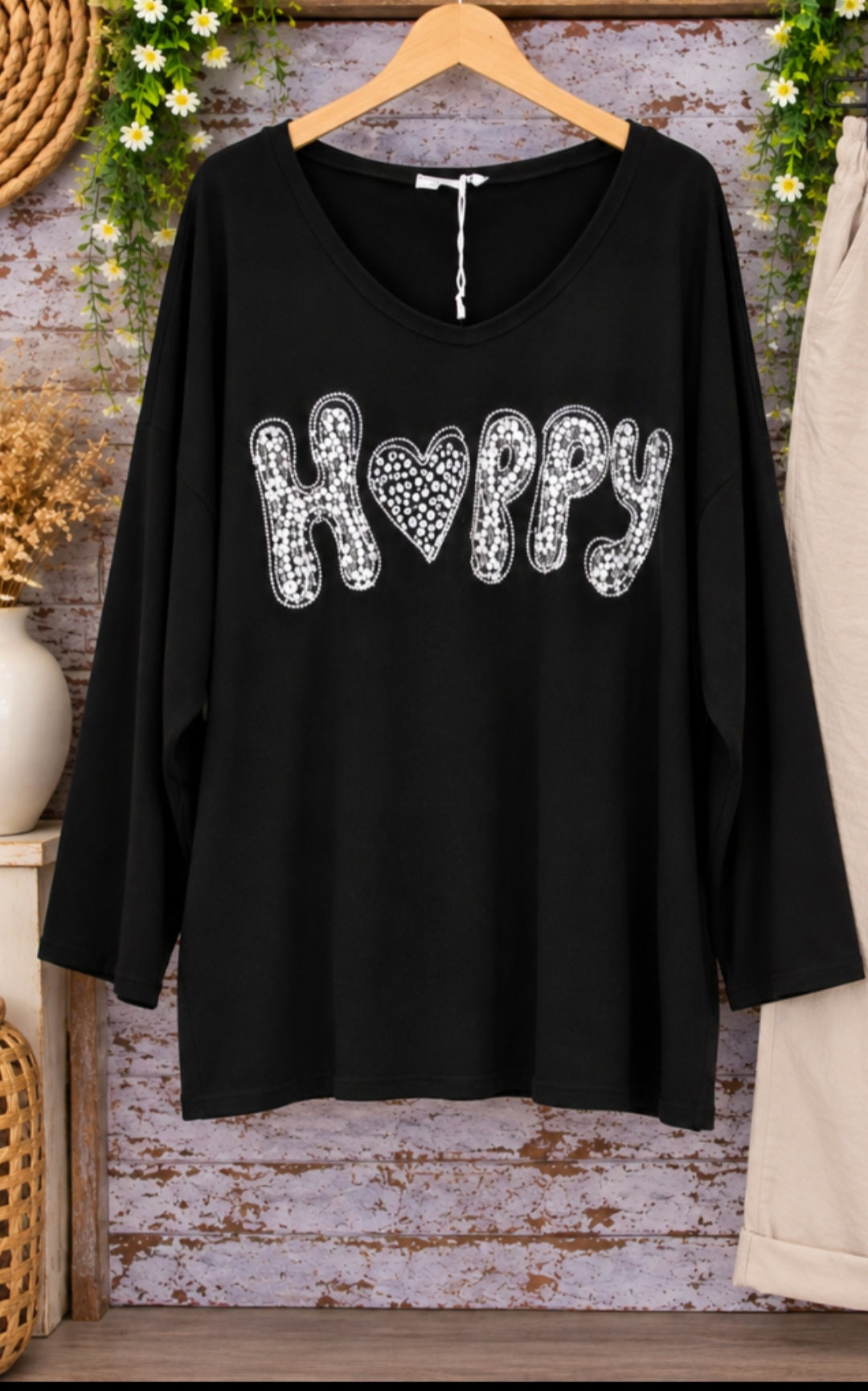 Sweat HAPPY – Bohème chic – Taille unique