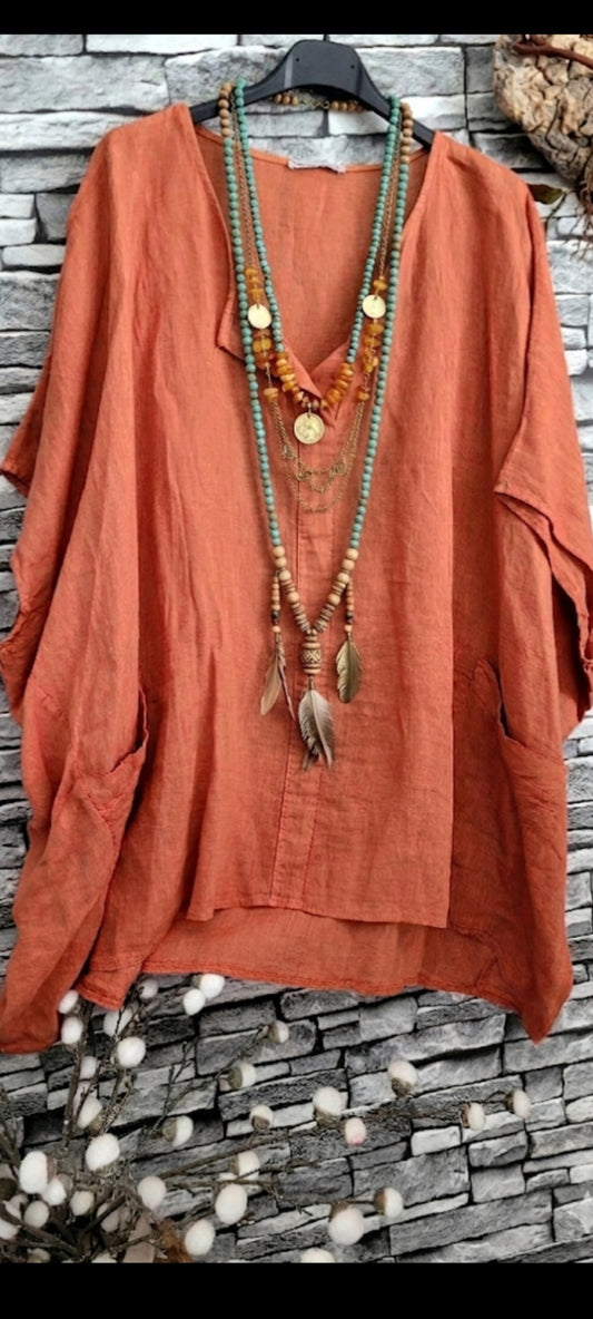 🪷Tunique en Lin Coupe Oversize & Esprit Bohème