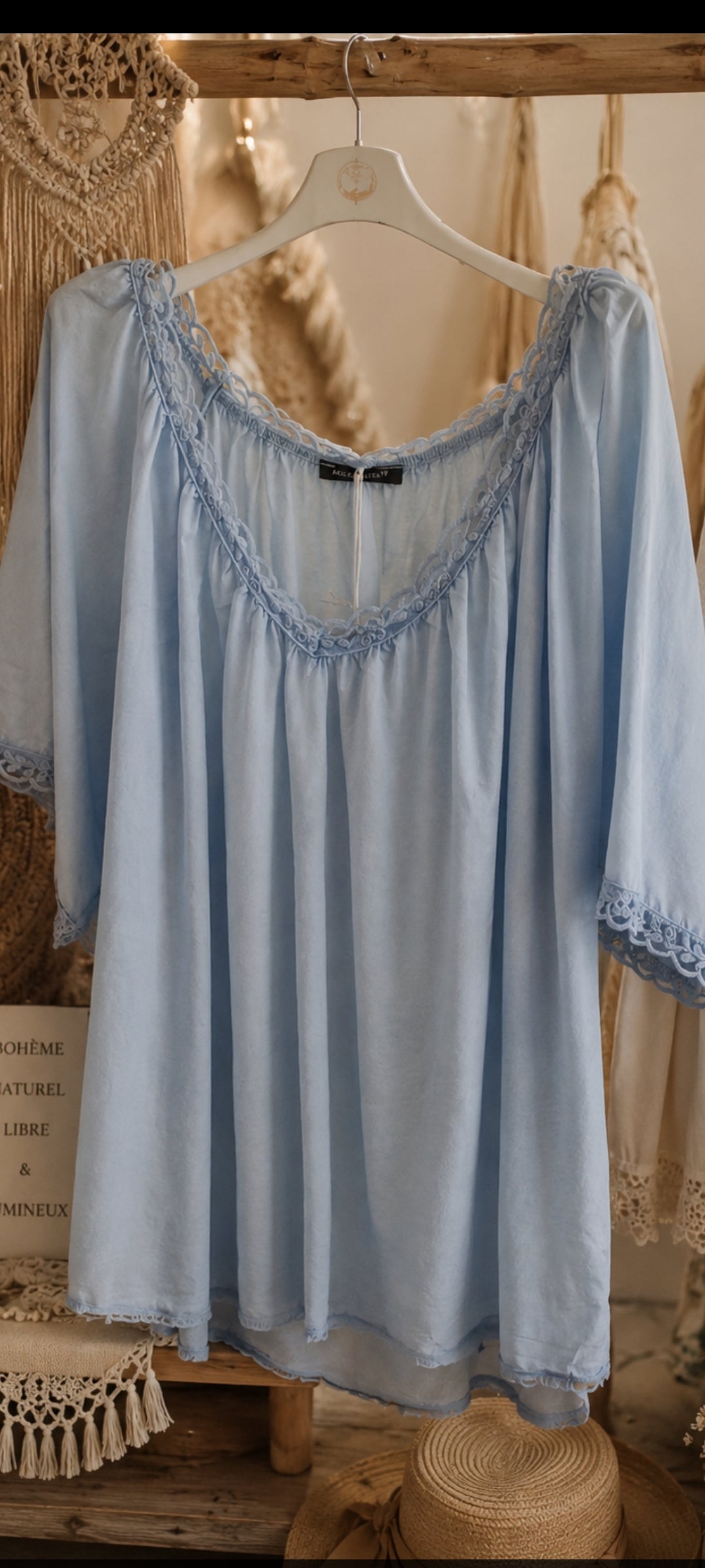 Blouse bohème bleu