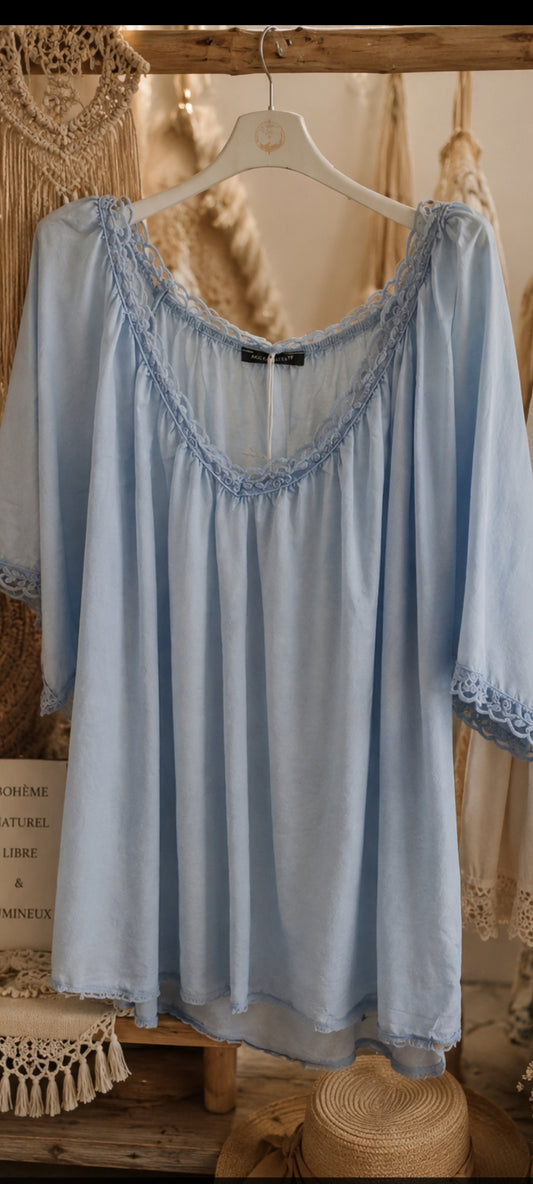 Blouse bohème bleu