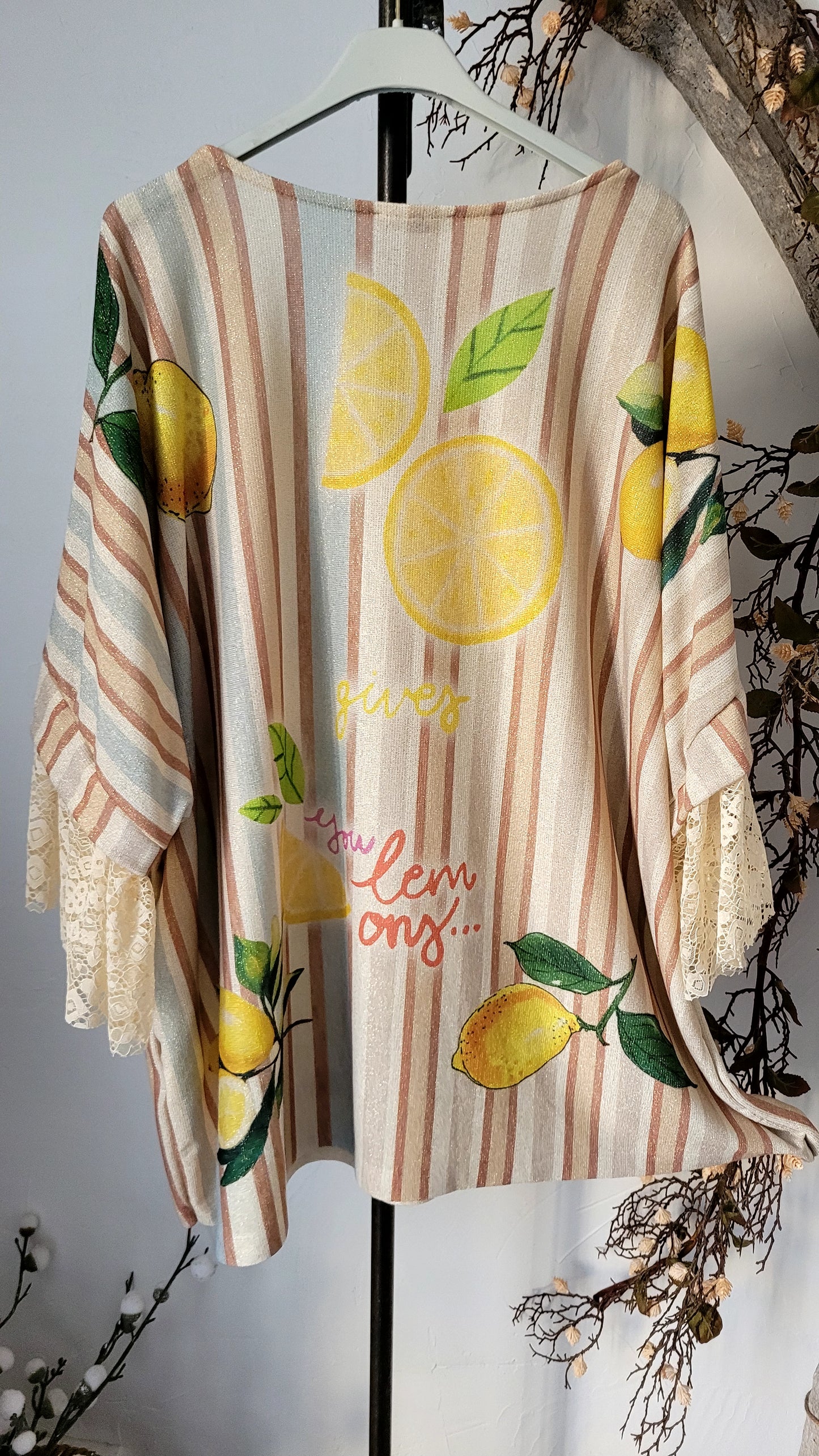 🍀 Tunique Imprimé Citron & Dentelle