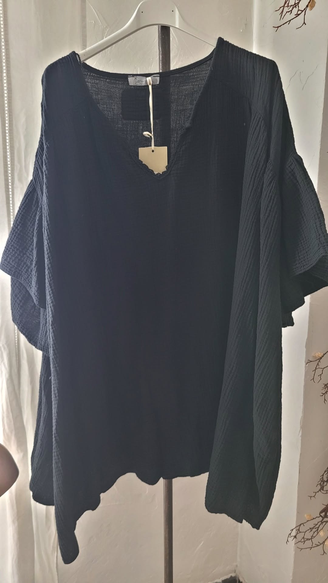 🌼 Tunique Oversize en Gaze de Coton – noir