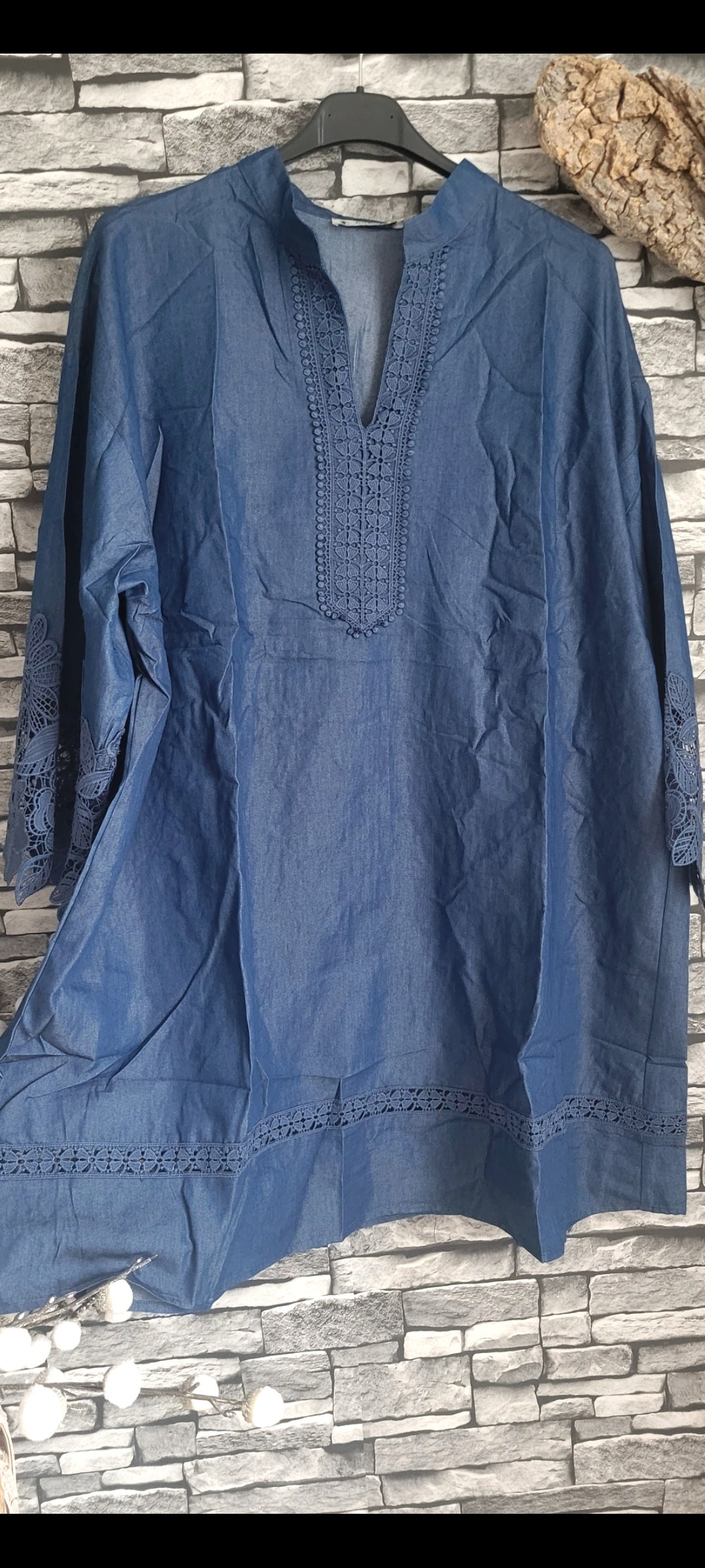 🎀 Tunique Bohème Indigo en Coton & Polyester