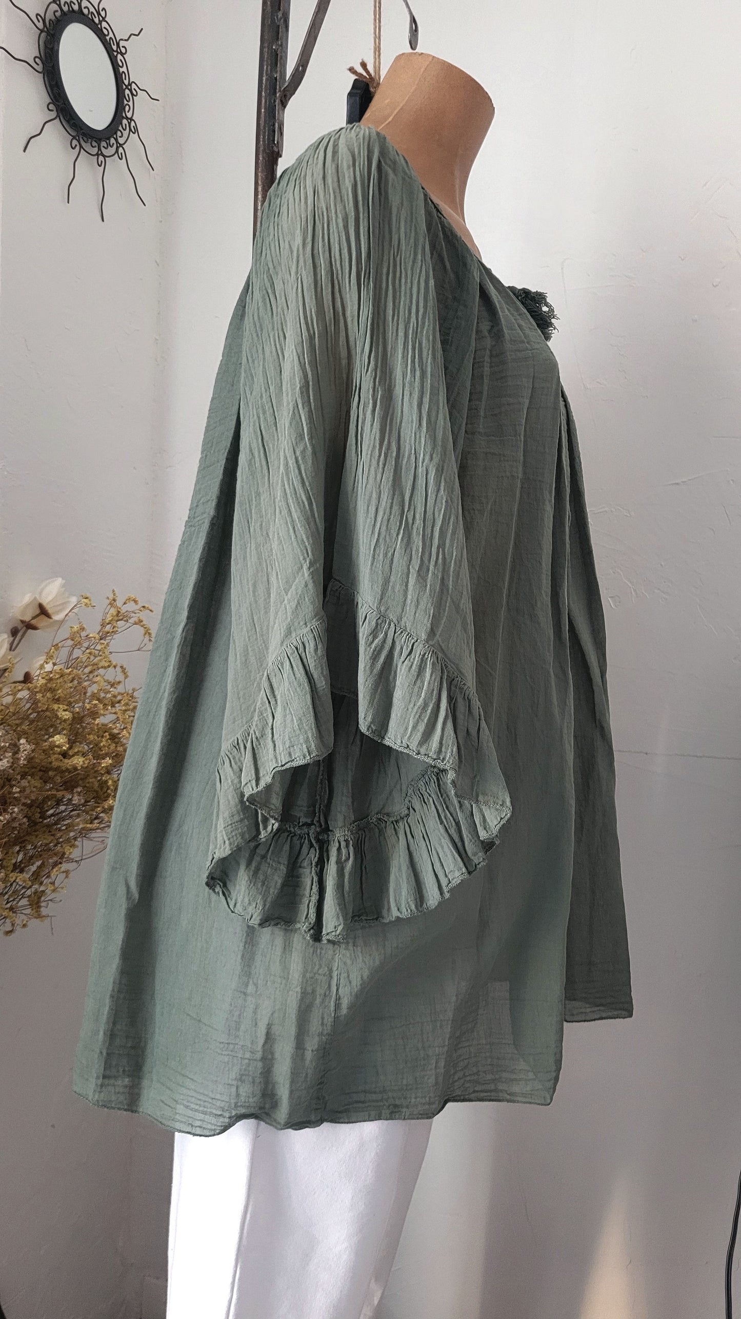 🎀Tunique Bohème Azur – Coupe Évasée