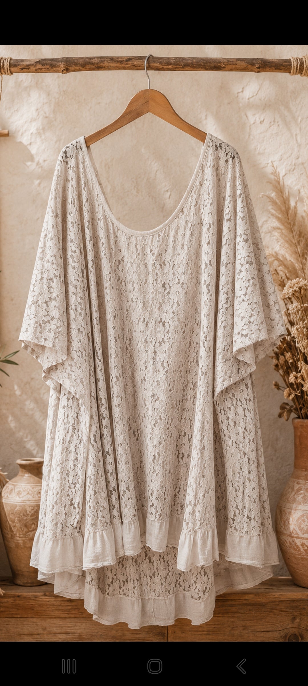🌸 Tunique Dentelle Bohème – Écru