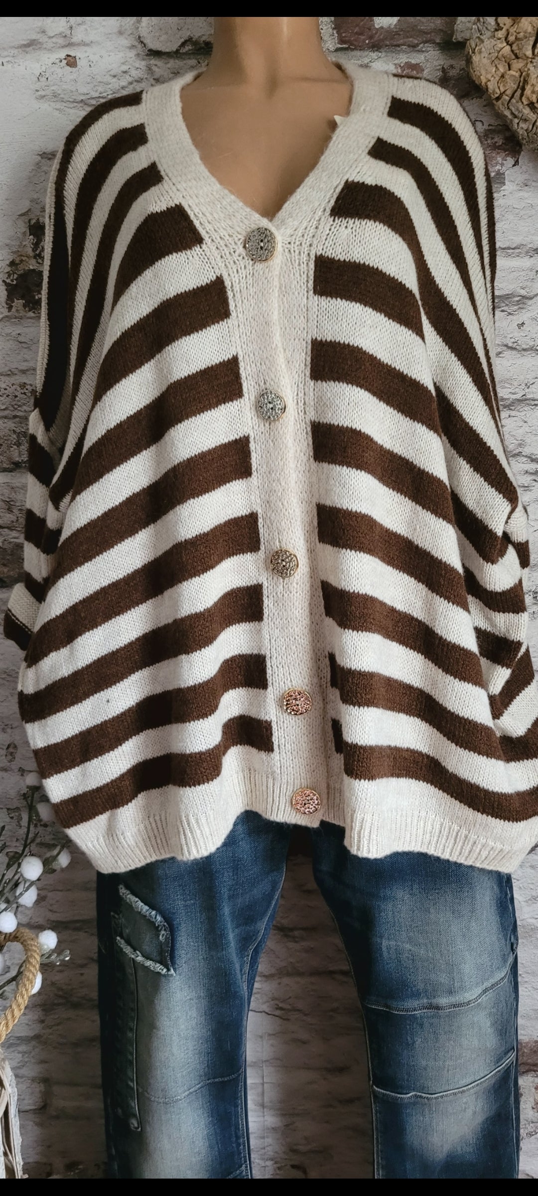 💋 Gilet Loose à Rayures