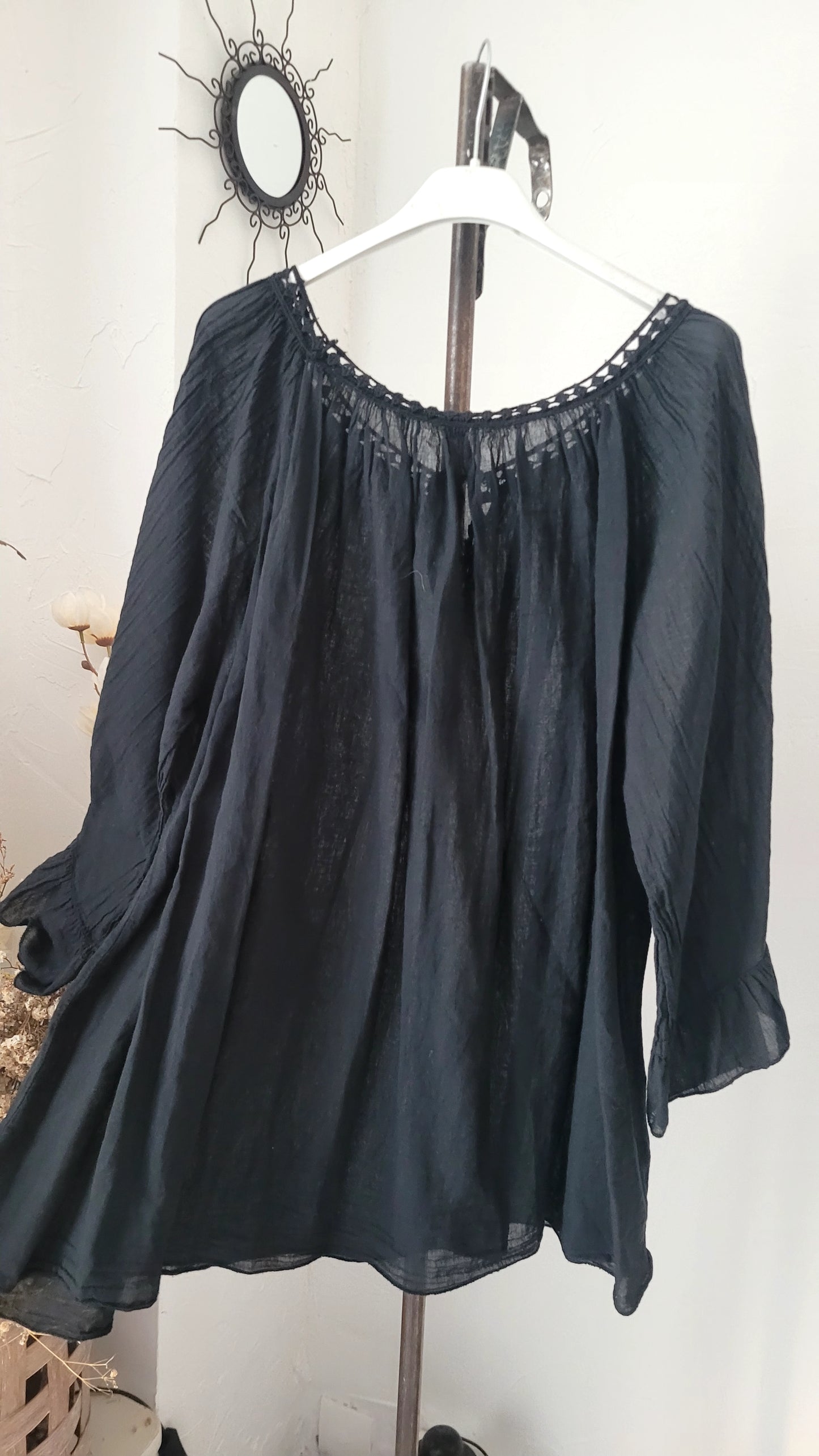 🎀Tunique Bohème Azur – Coupe Évasée