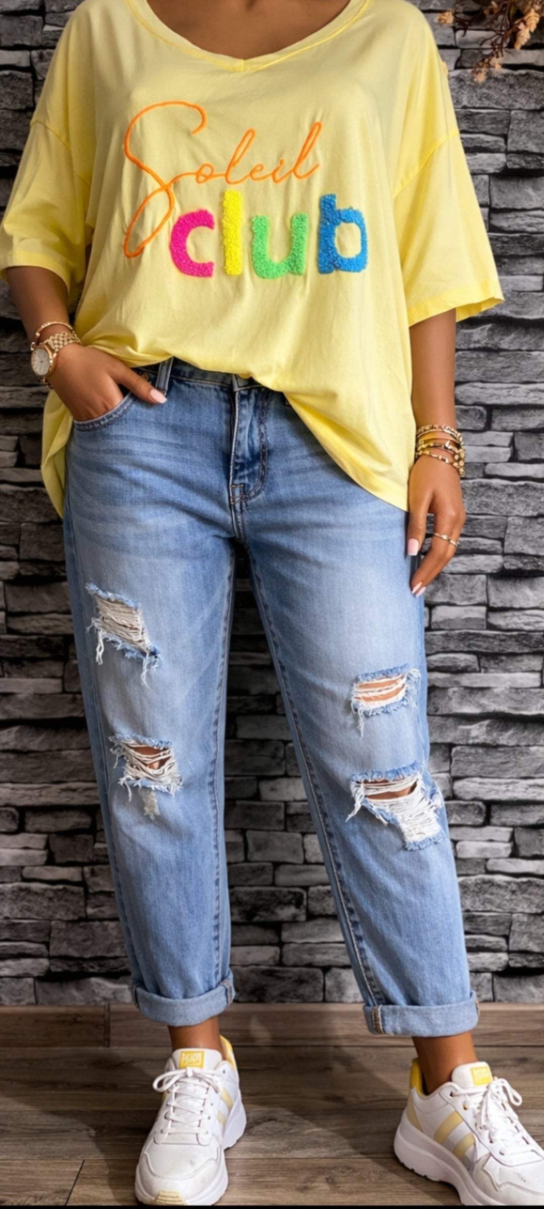 💋T-shirt "Soleil Club" – Jaune