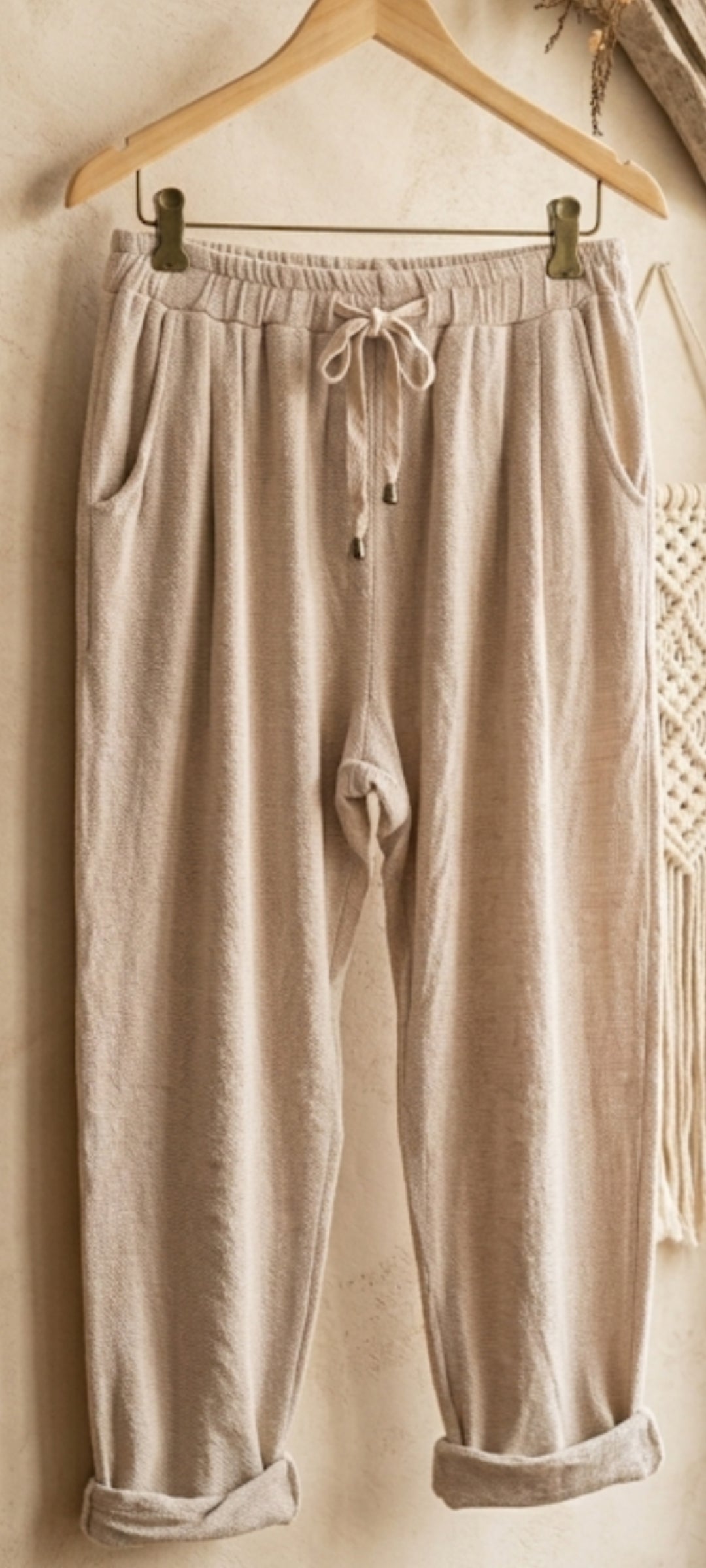 🌴 Le Pantalon en Gaze de Coton Décontracté – Beige Sable