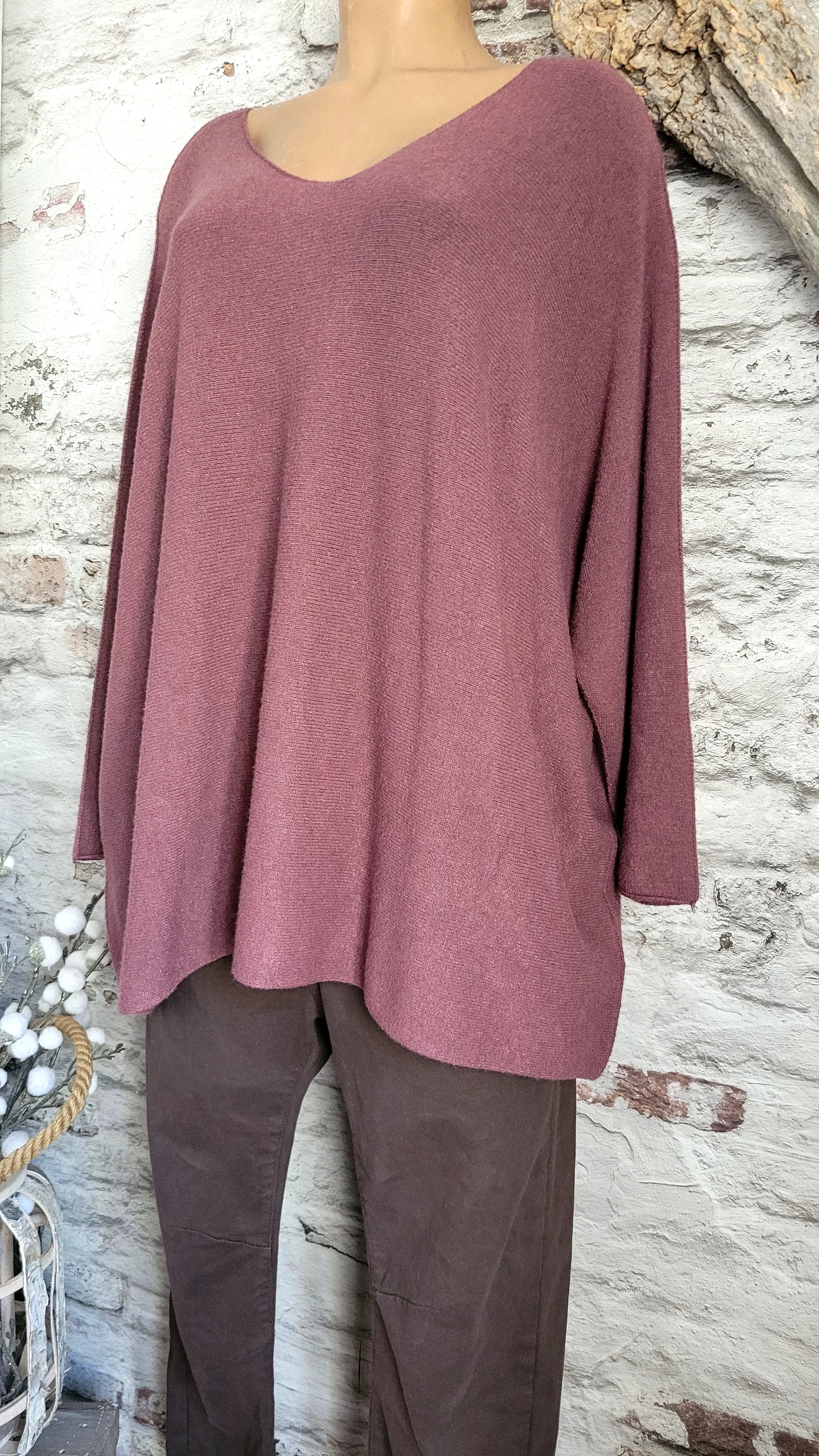 🍒 Pull oversize vieux rose