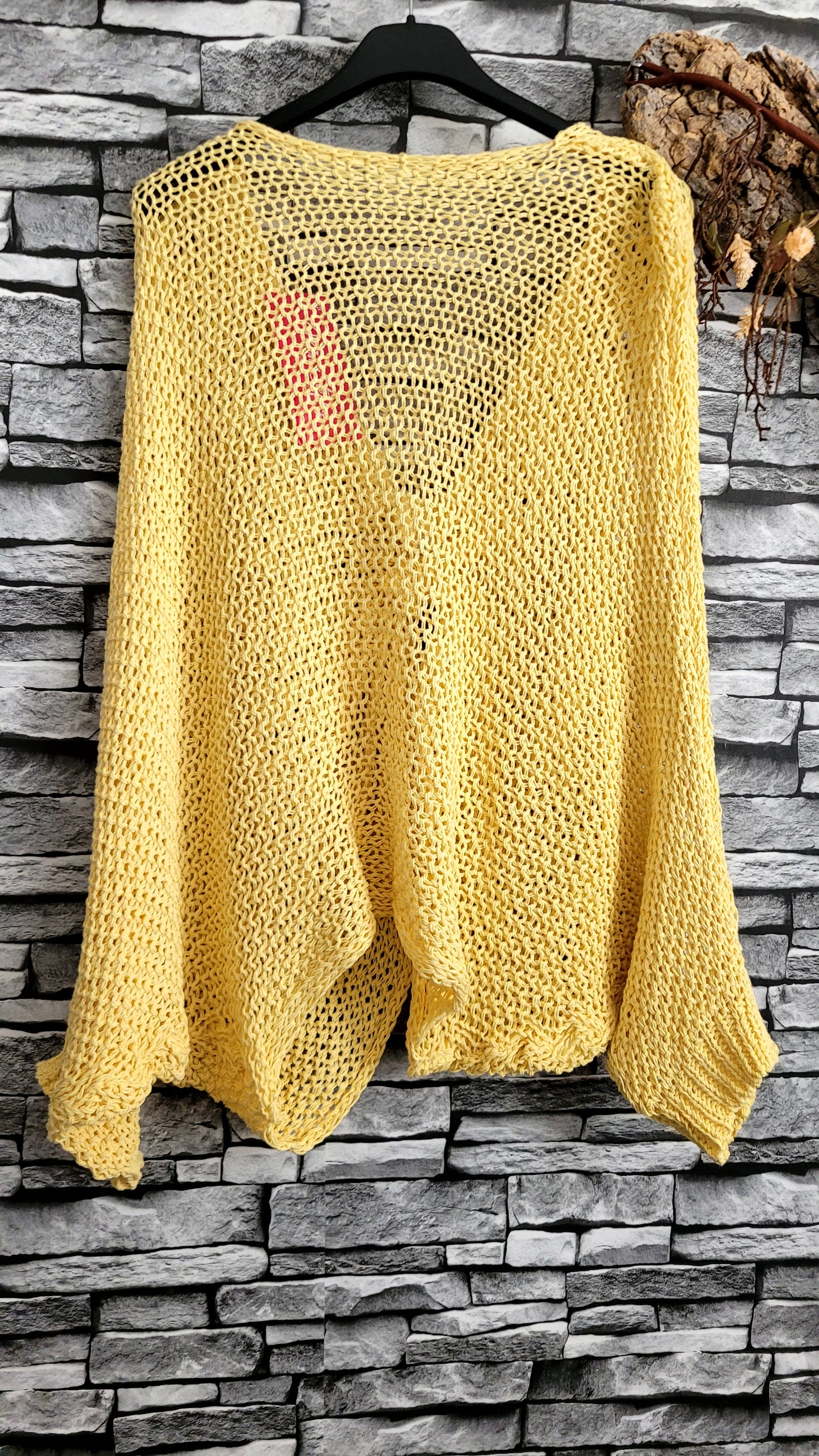 🌺Pull en Maille Filet Jaune Mimosa – Coupe Oversize