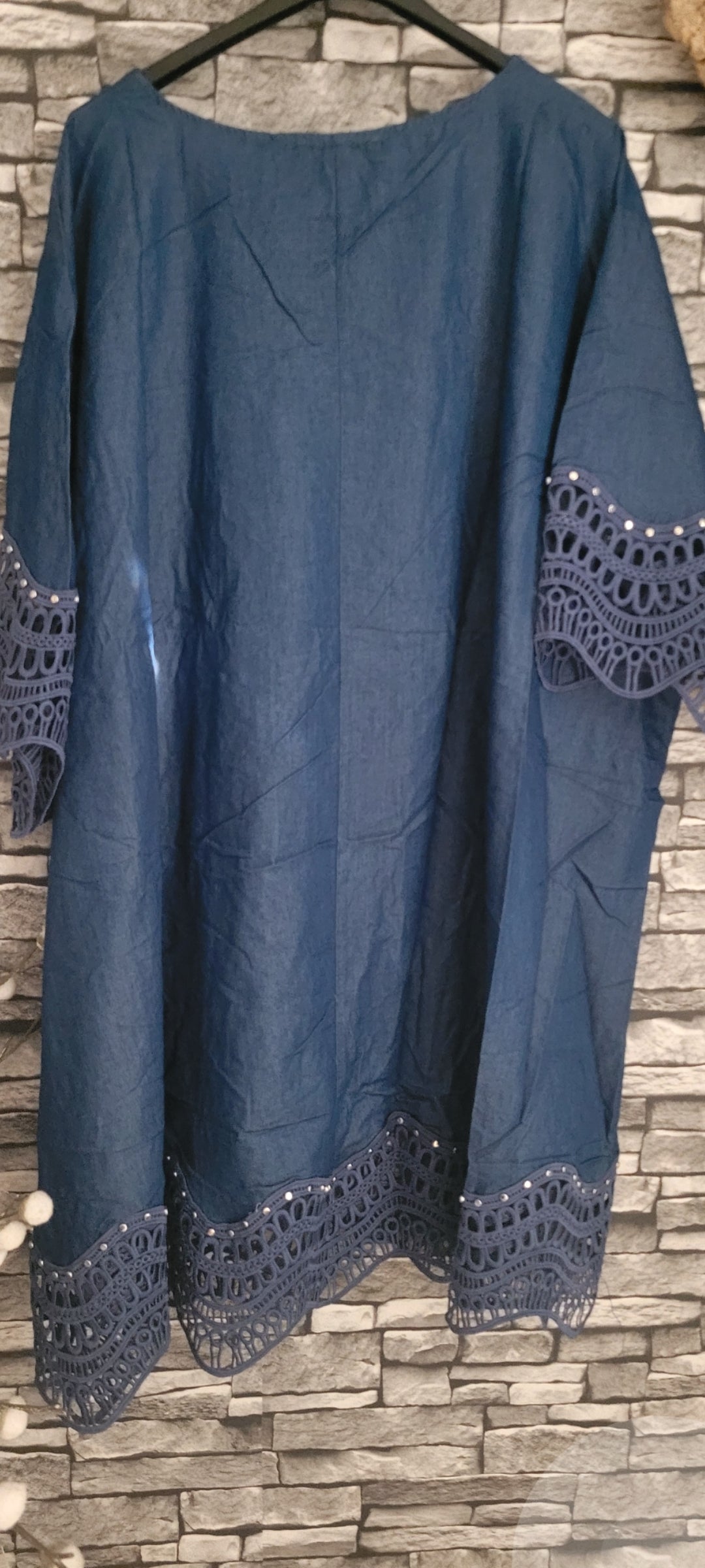 🪷Tunique Boho-Chic Denim & Dentelle