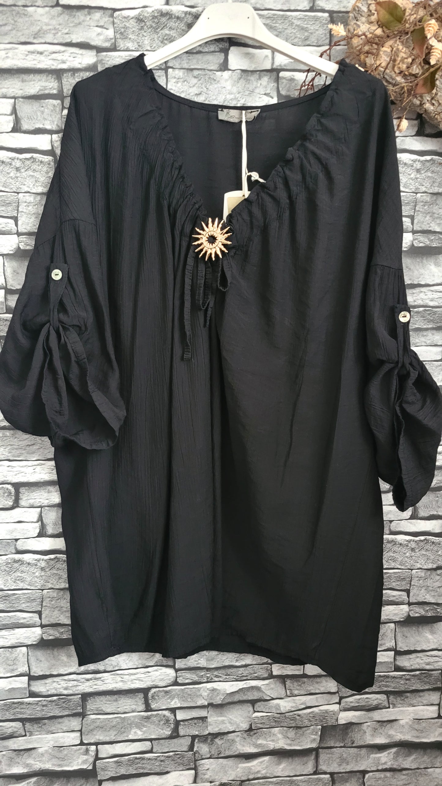 🌺 Tunique noire bohème fluide