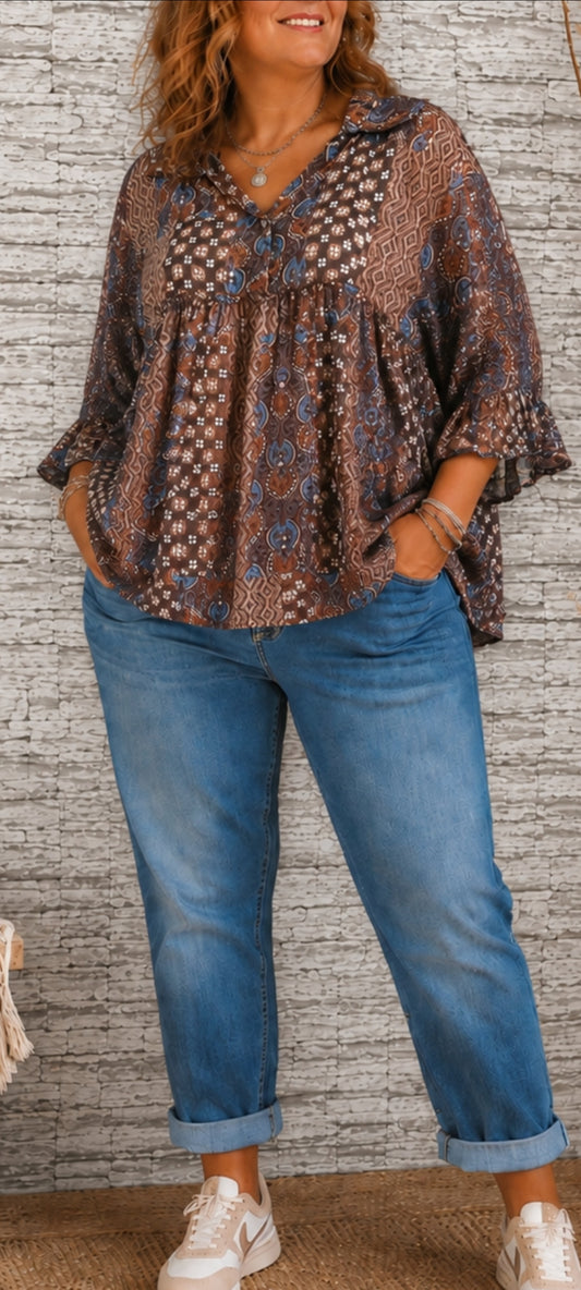🌴 Blouse fluide à imprimé bohème