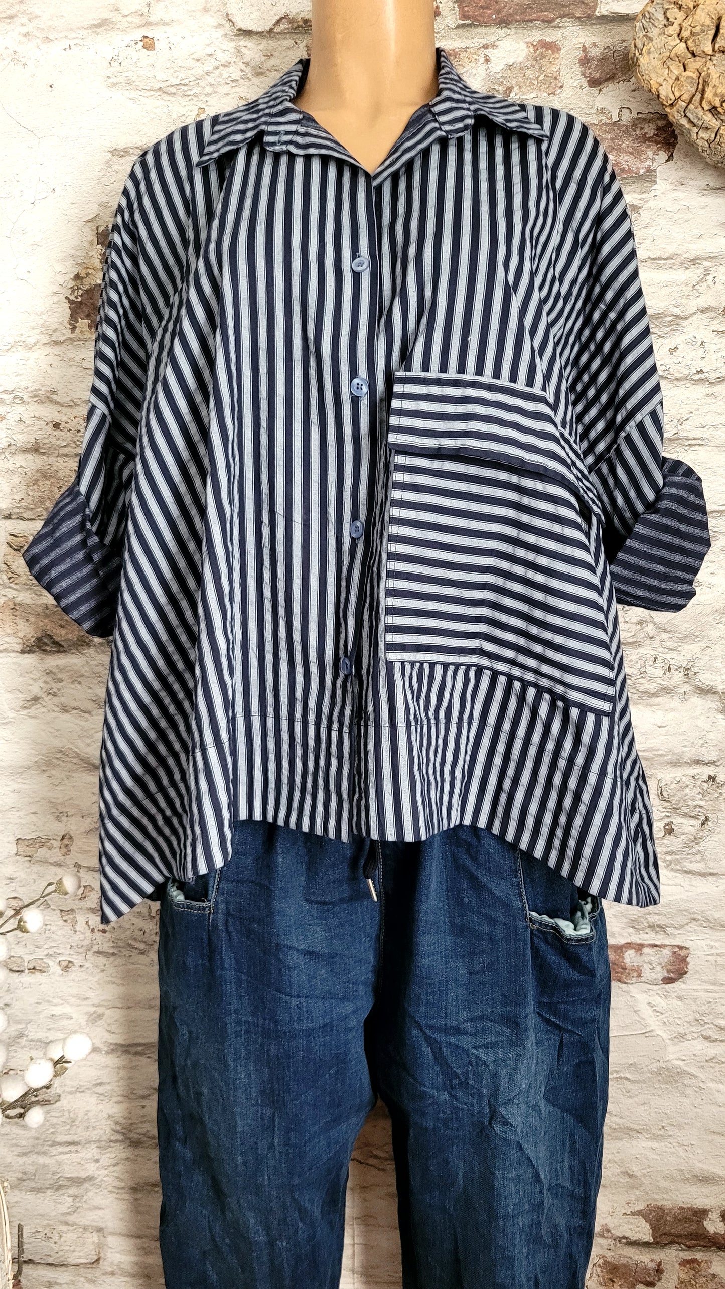 💙 Chemise bohème asymétrique