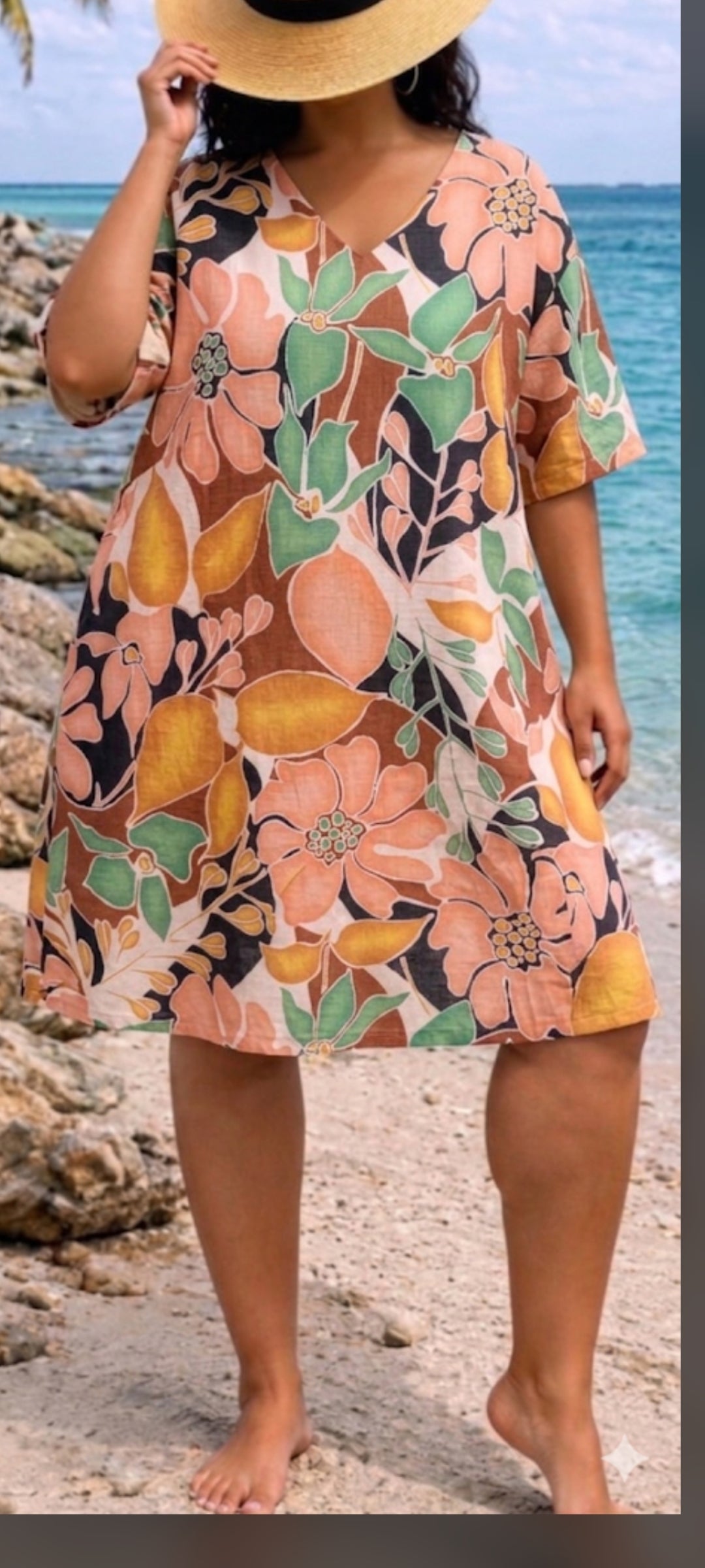 🖤 Robe Tunique Florale Artisanale