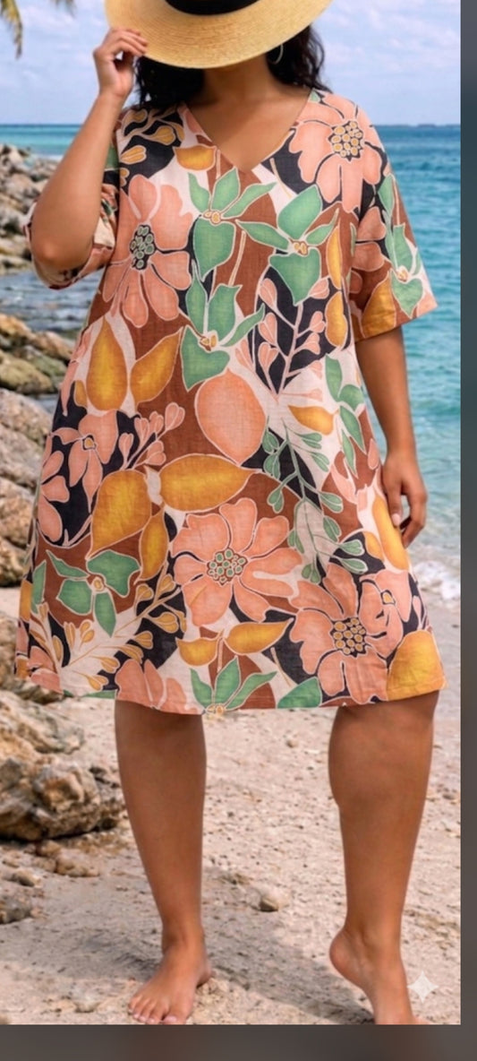 🖤 Robe Tunique Florale Artisanale